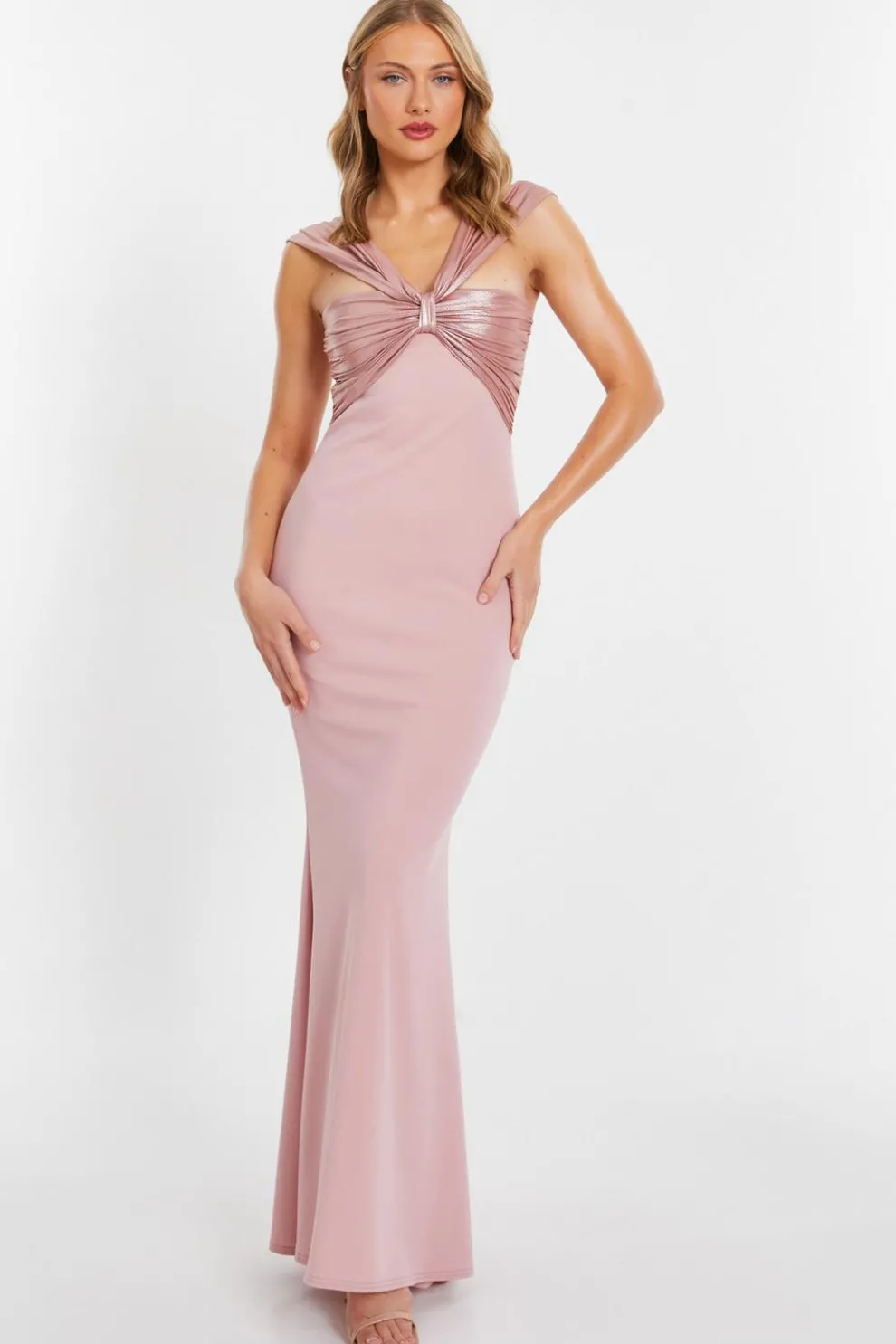 Pink Knot Front Maxi Dress