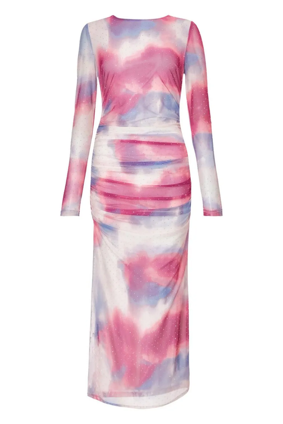 Pink Marble Print Midi Dress