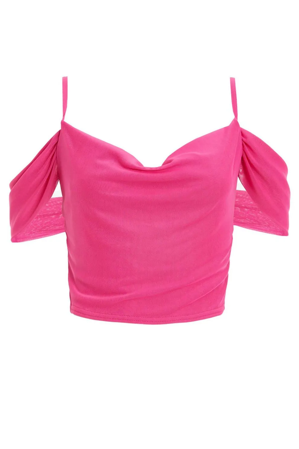 Pink Mesh Drop Shoulder Crop Top