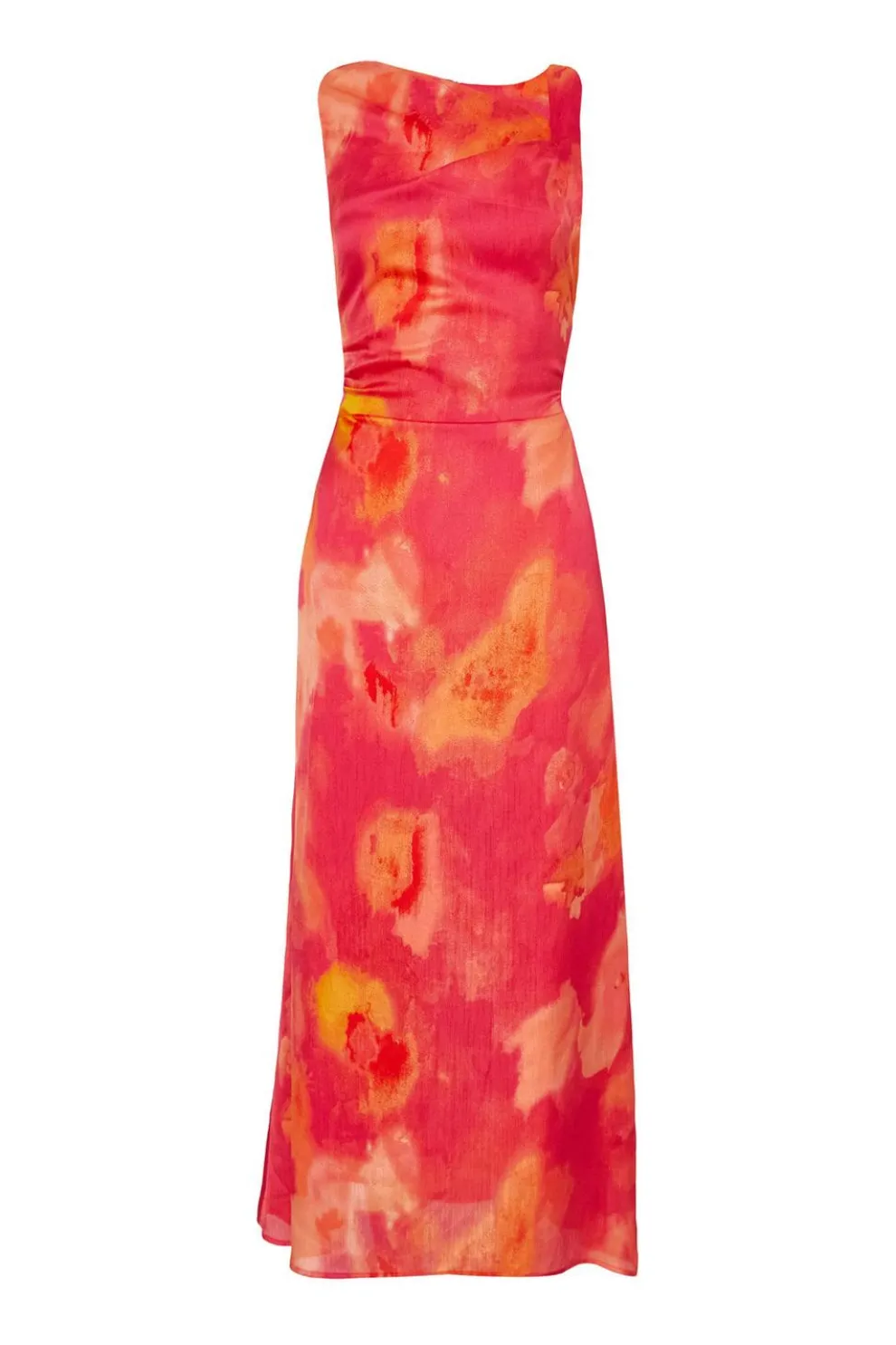Pink Satin Marble Midaxi Dress