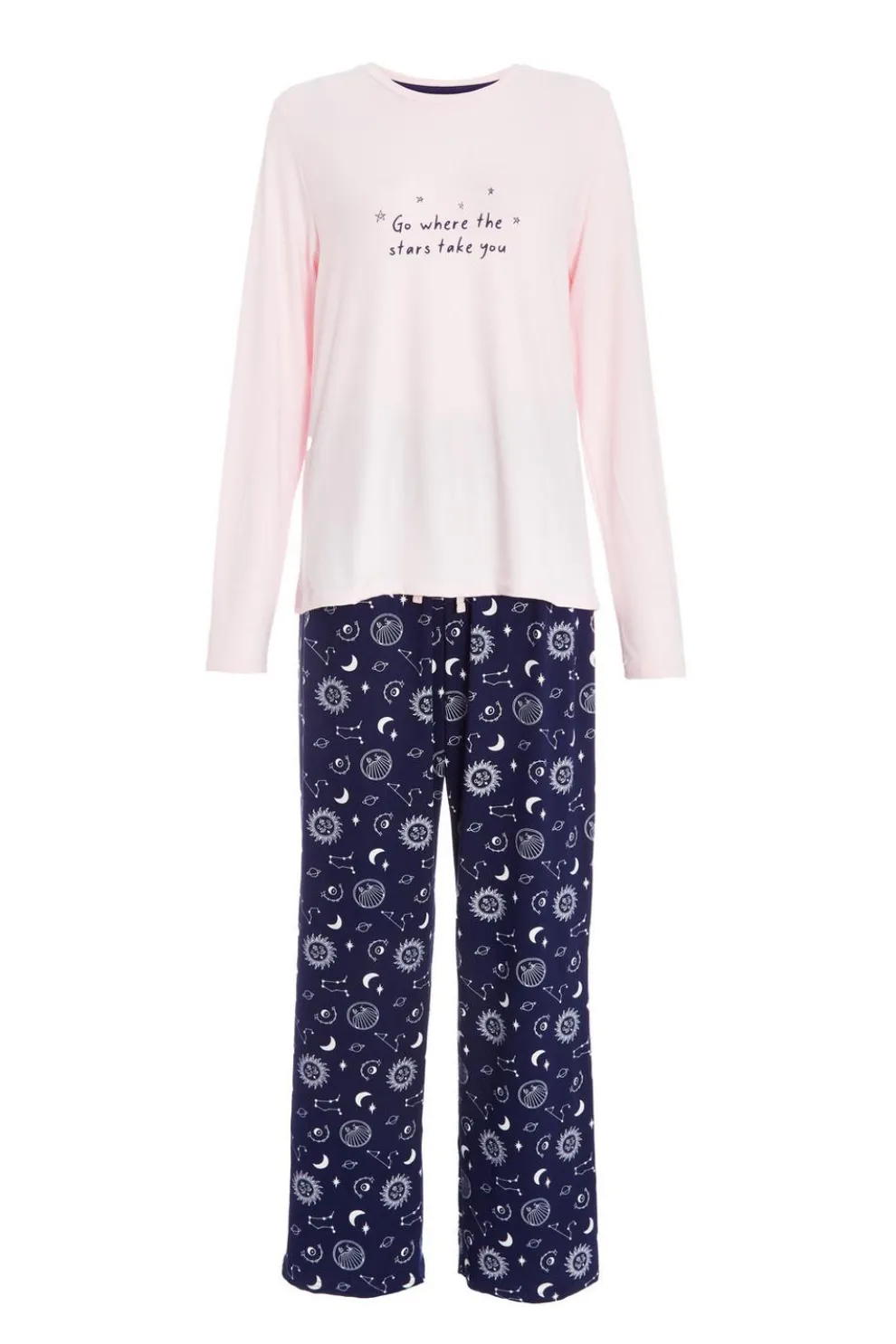 Pink Star Print Long Pyjama Set