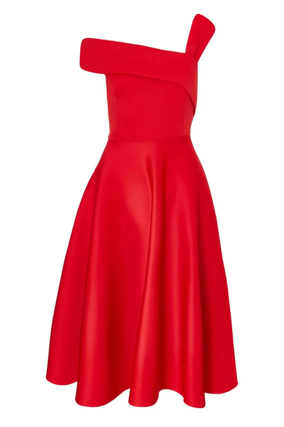 Red Asymmetric Midi Dress
