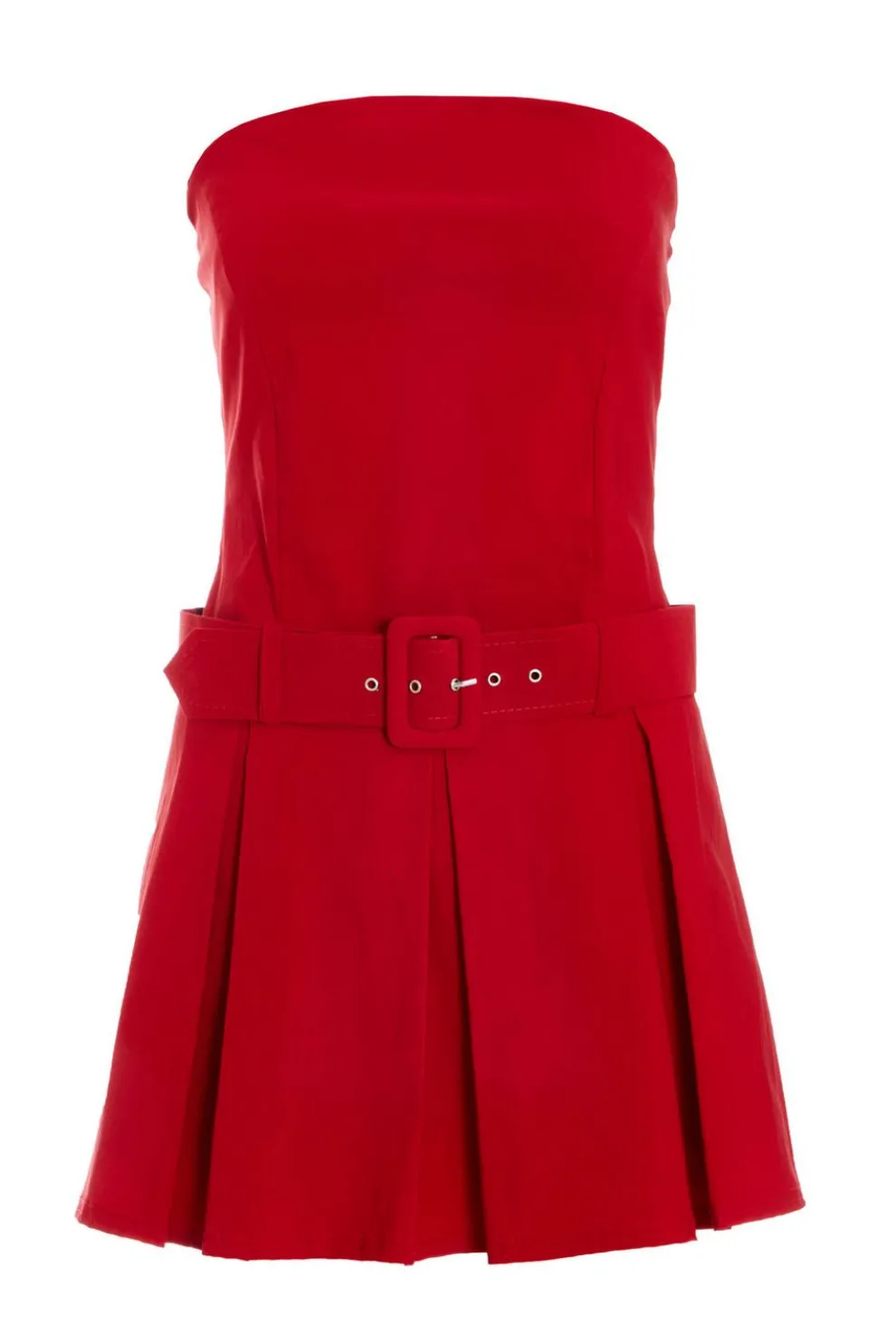 Red Bandeau Belted Playsuit