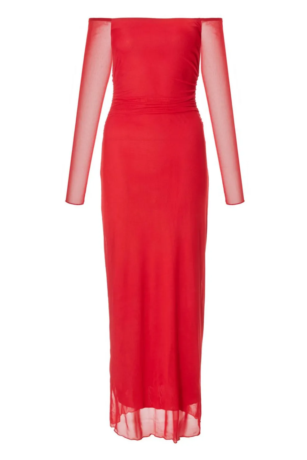 Red Bardot Mesh Midaxi Dress