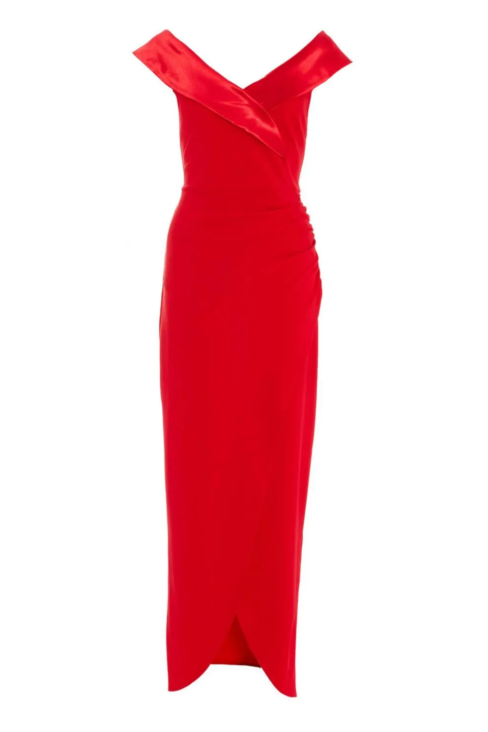 Red Bardot Wrap Maxi Dress