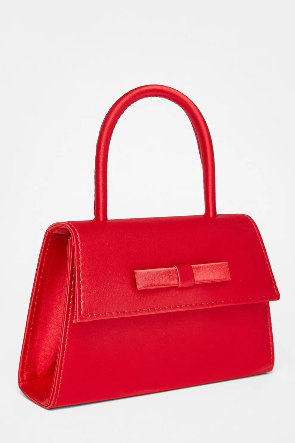 Red Bow Trim Top Handle Bag