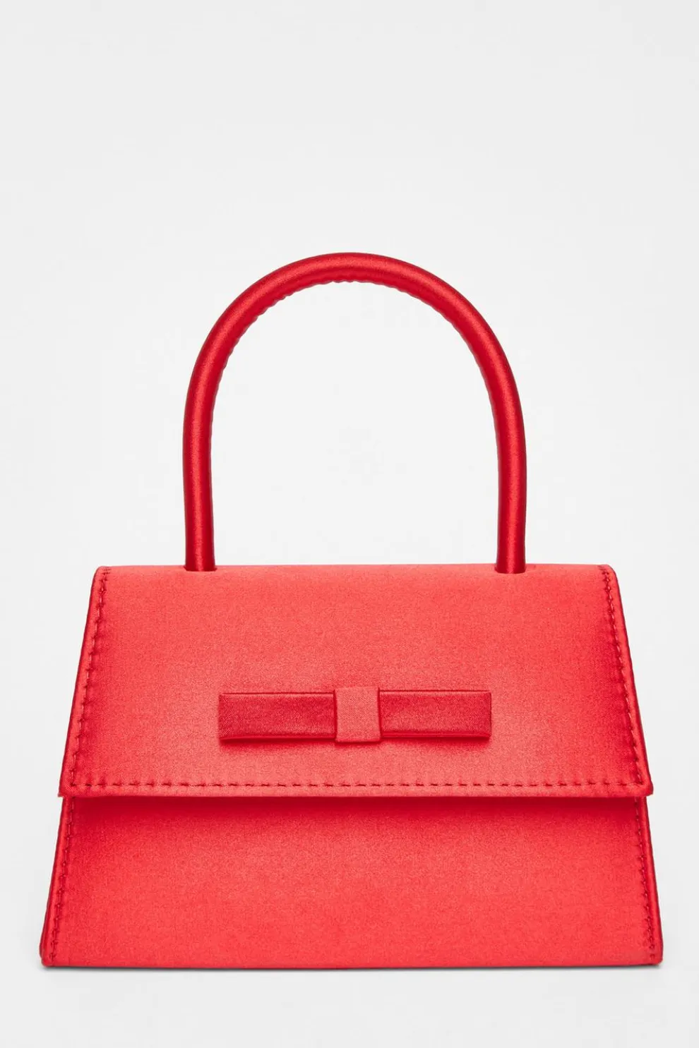 Red Bow Trim Top Handle Bag
