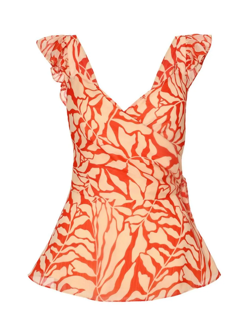 Red Chiffon Floral Tie Top