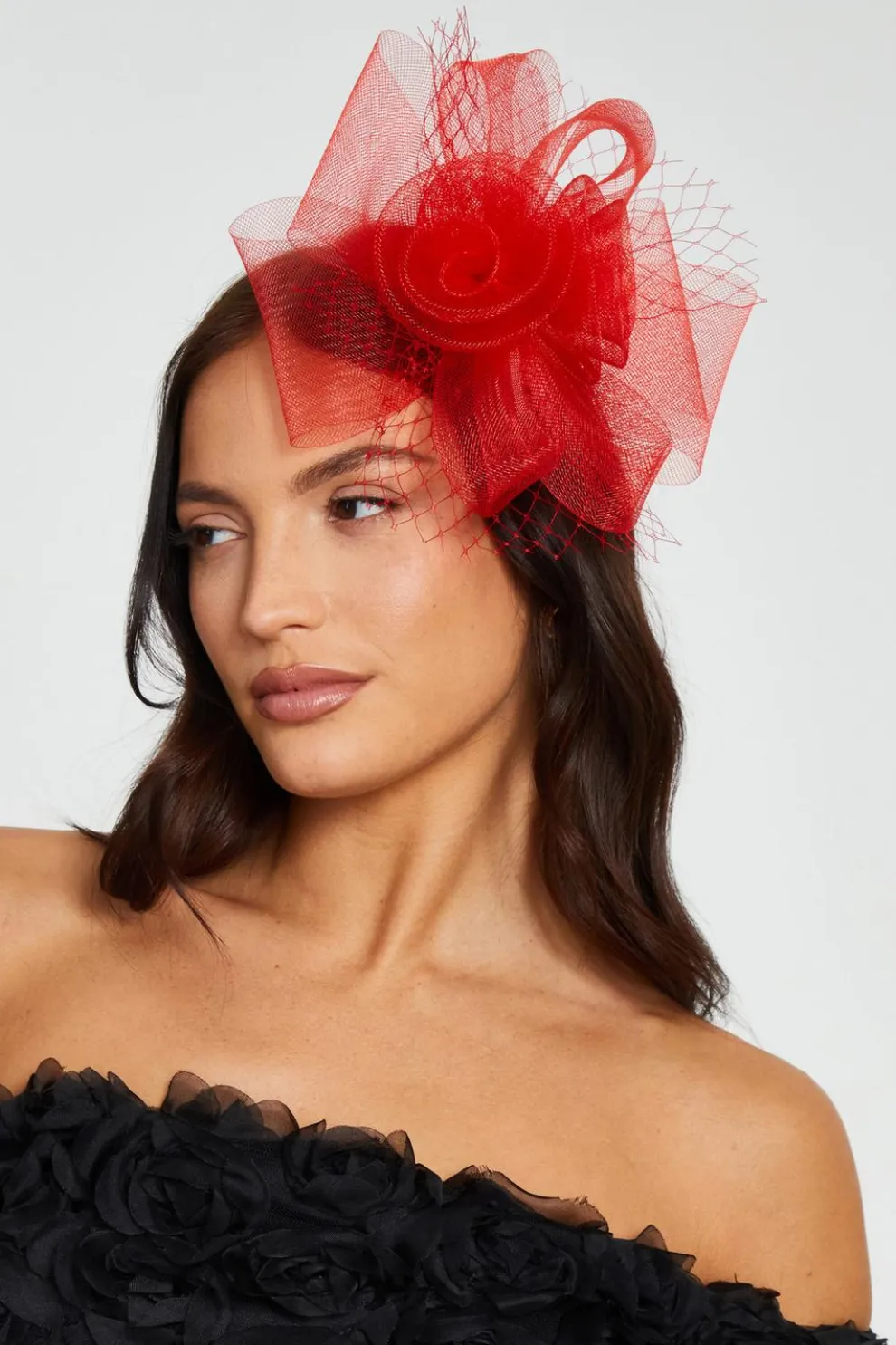 Red Flower Clip Fascinator