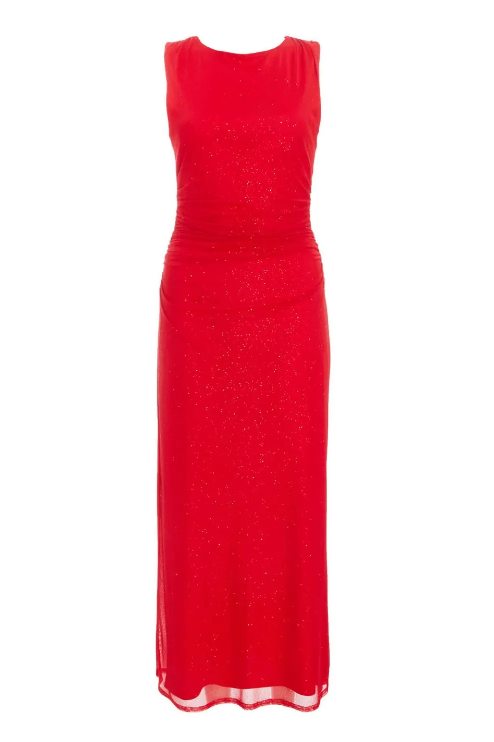 Red Glitter Mesh Midaxi Dress