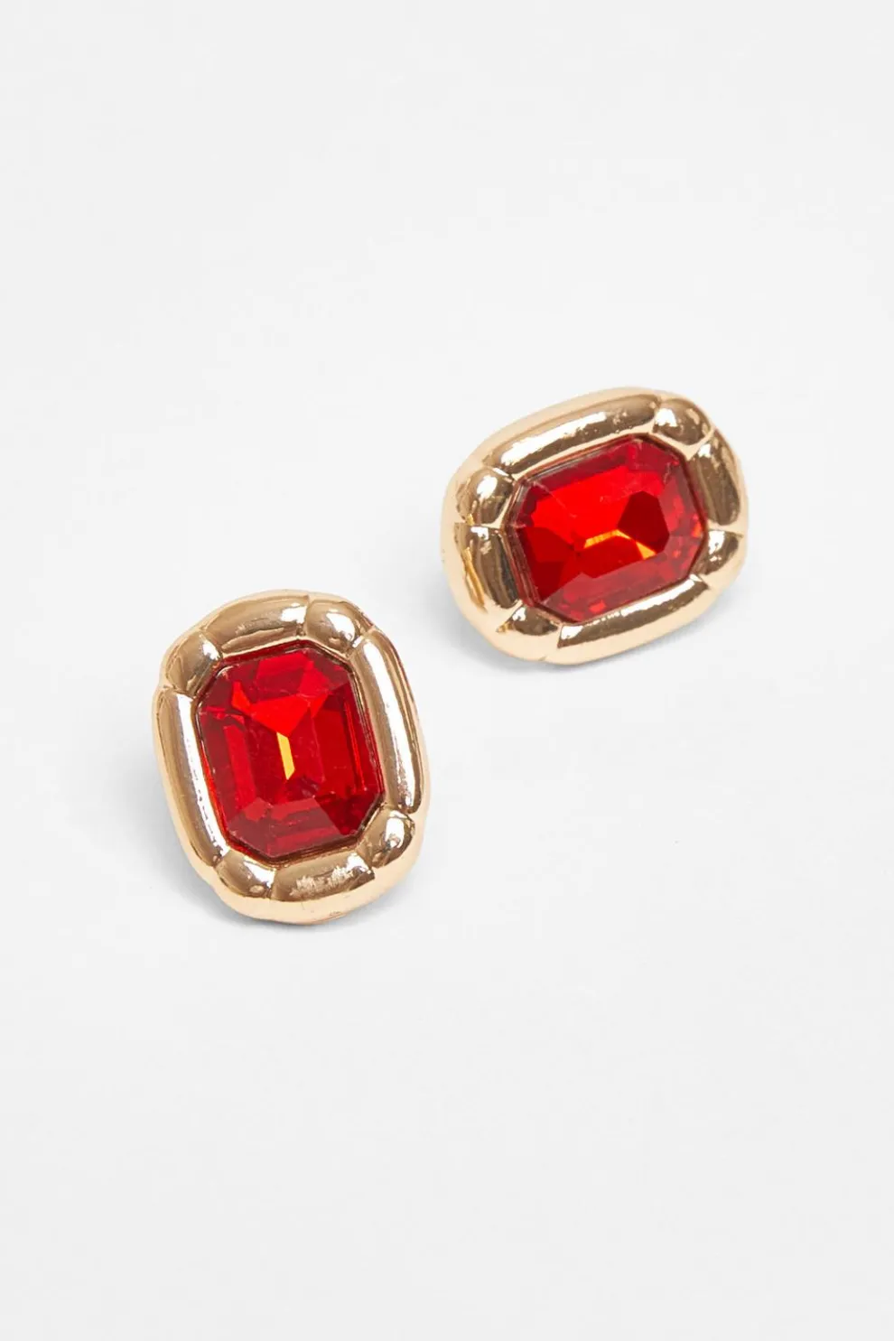 Red Jewel Stud Earrings