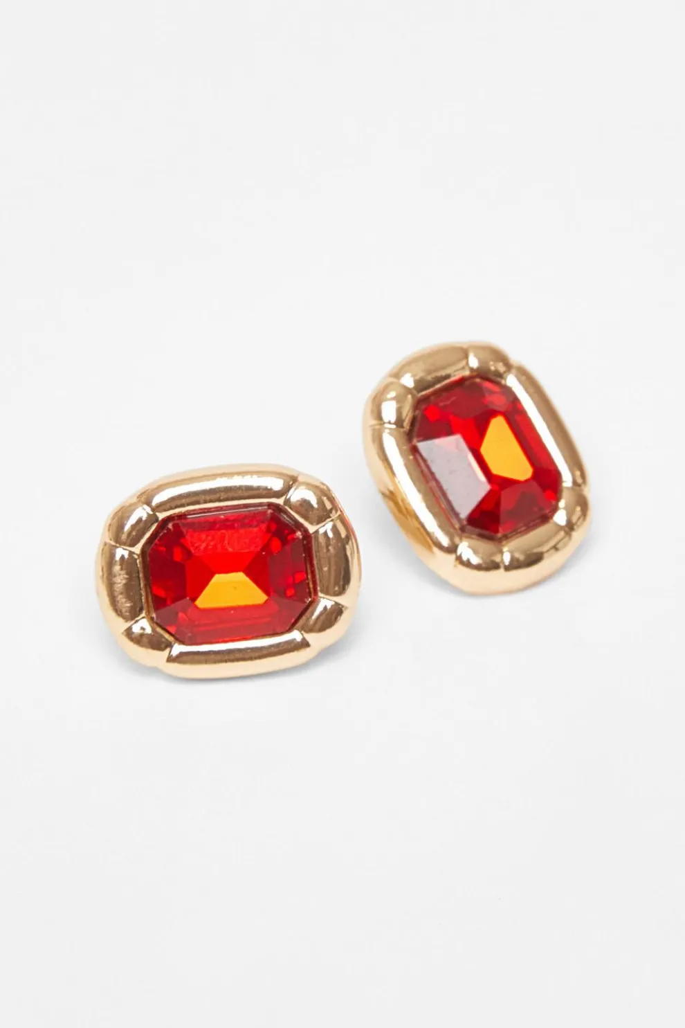 Red Jewel Stud Earrings