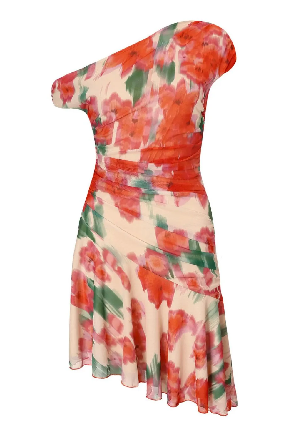 Red Mesh Floral Mini Dress