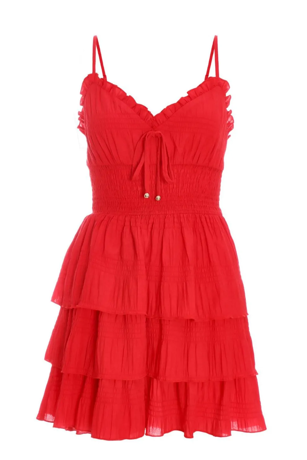 Red Ruffle Tiered Playsuit