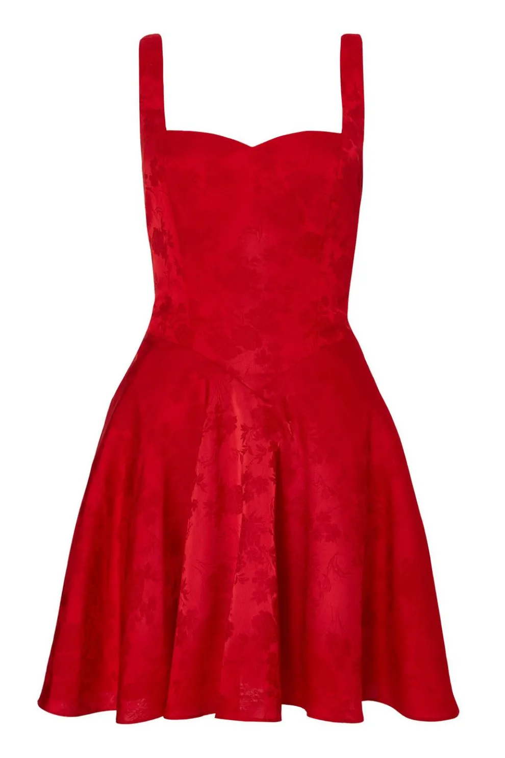 Red Satin Jacquard Mini Dress