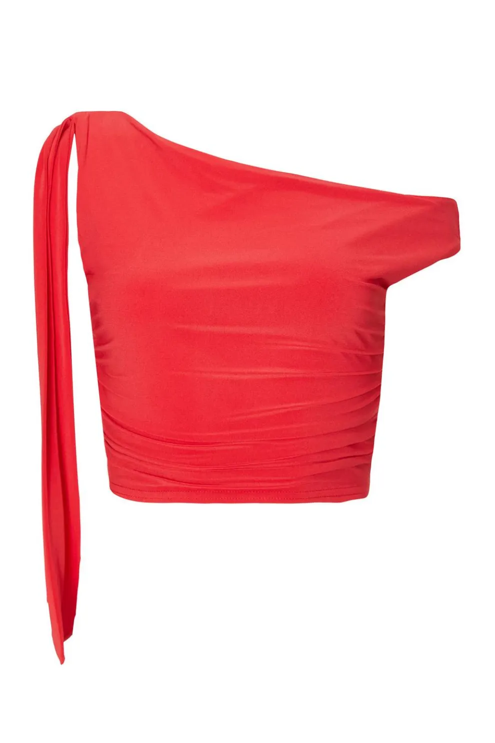 Red Tie Shoulder Crop Top