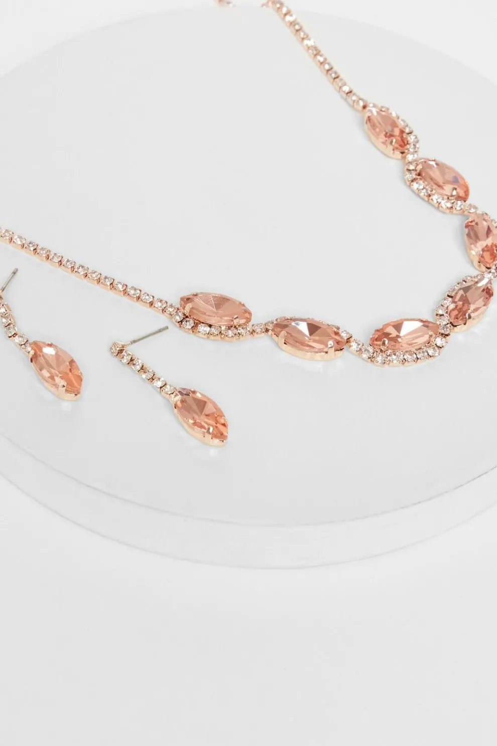 Rose Gold Diamante Swirl Jewellery Set