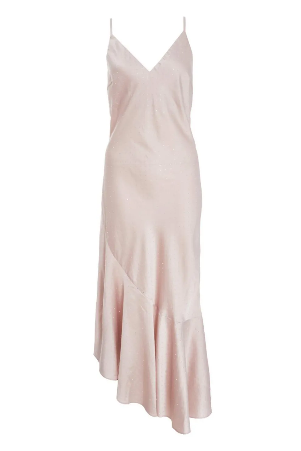 Rose Gold Satin Asymmetric Midaxi Dress
