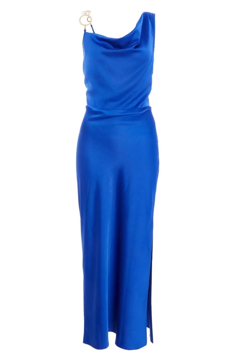 Royal Blue Satin Cowl Neck Midaxi Dress