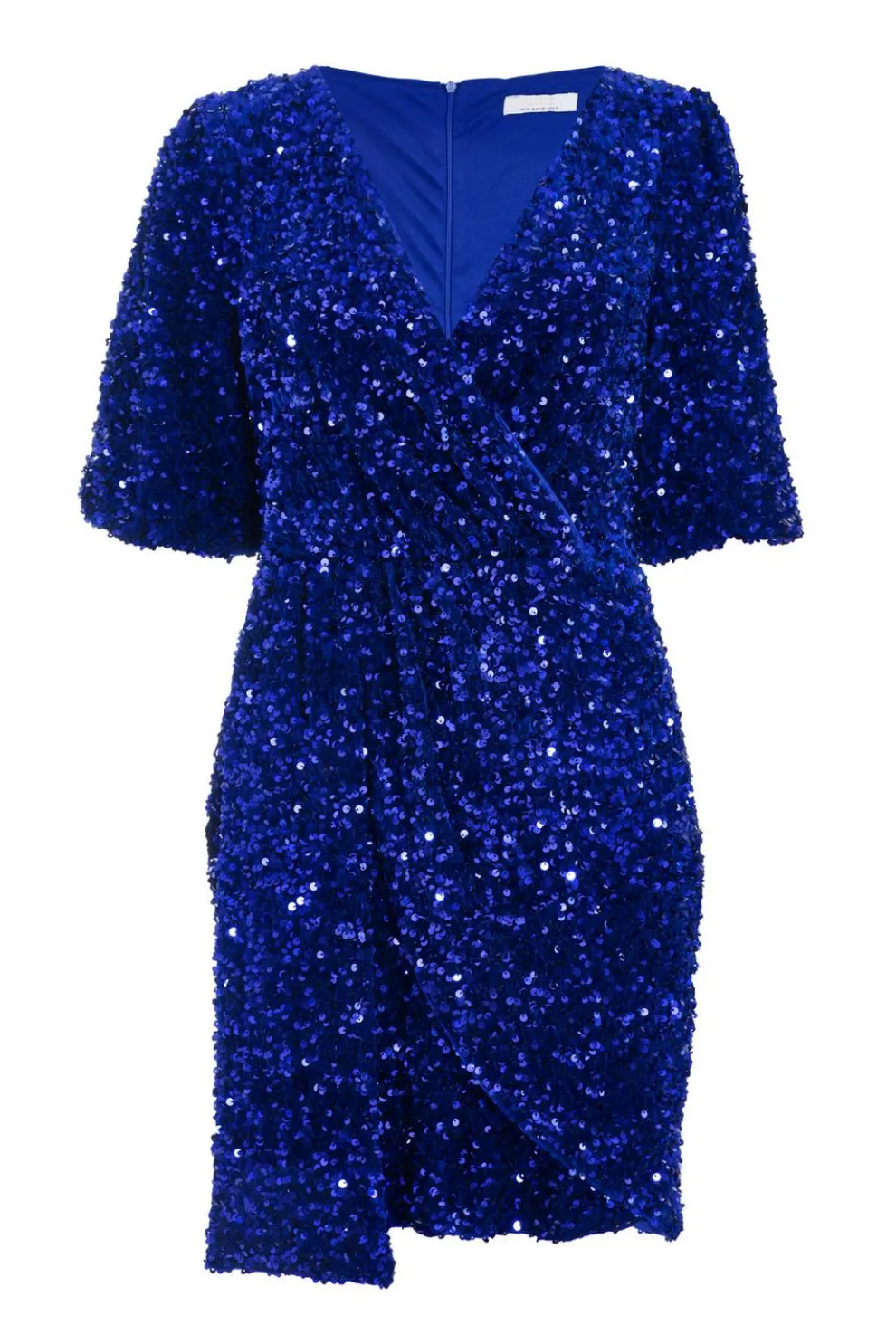 Royal Blue Sequin Wrap Mini Dress
