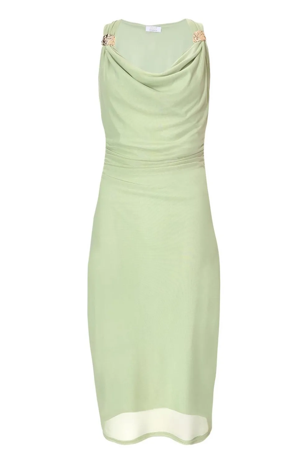 Sage Mesh Buckle Detail Midi Dress