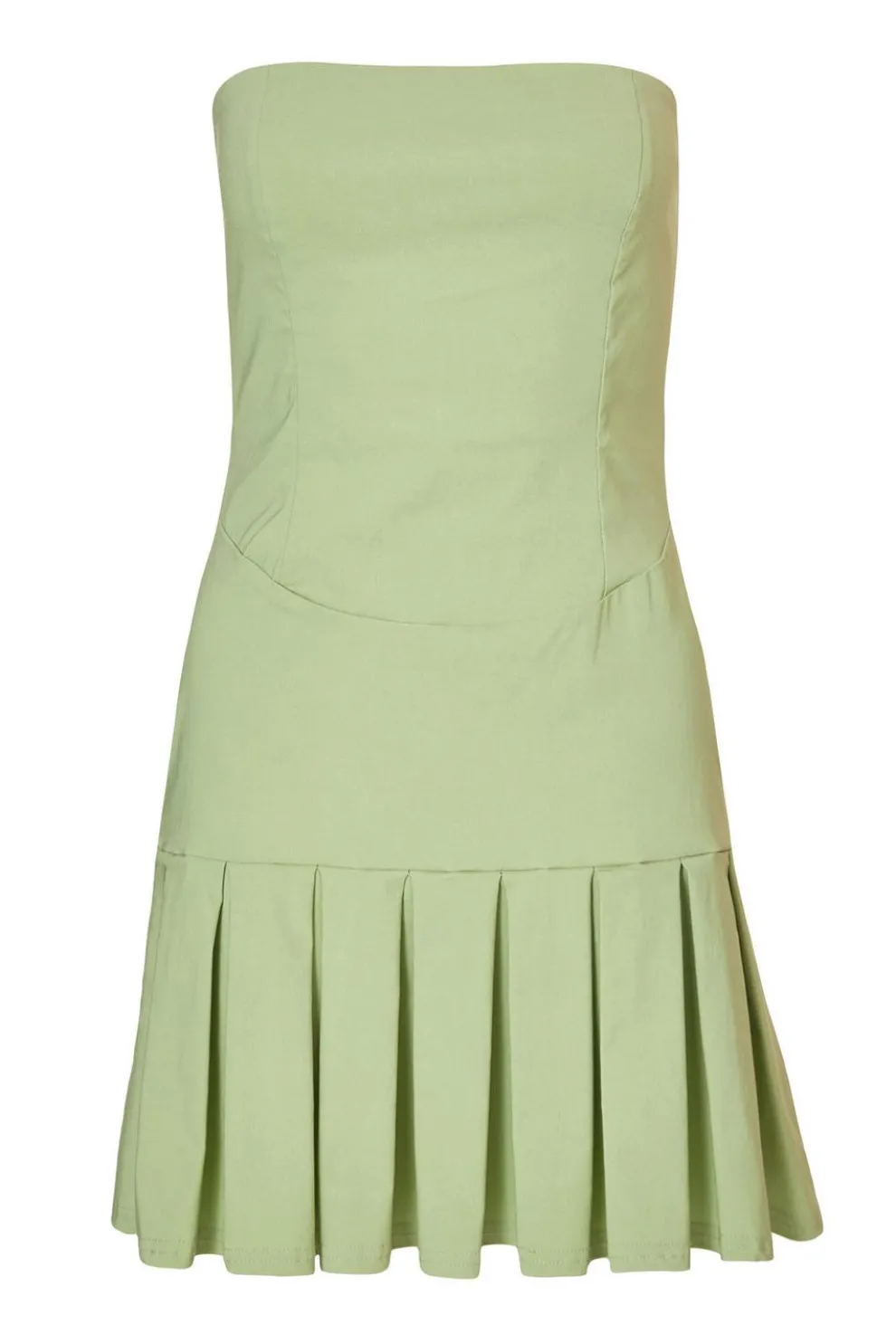 Sage Pleated Mini Dress