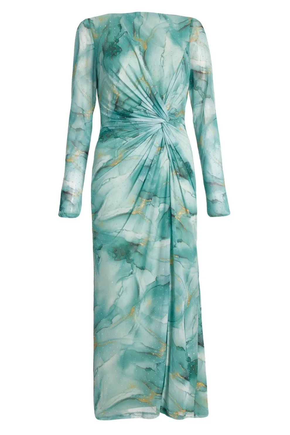Sage Printed Diamante Midaxi Dress