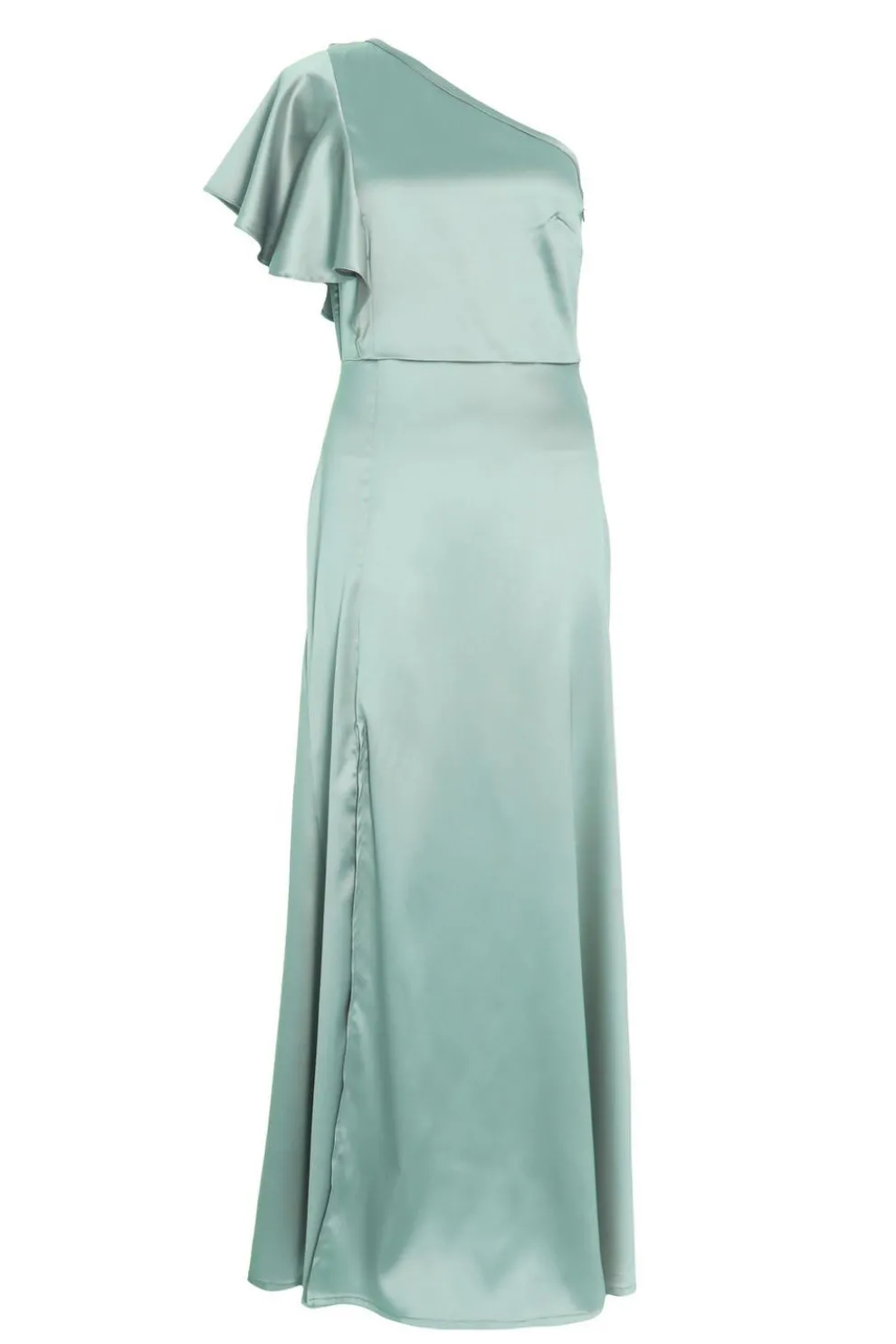 Sage Satin One Shoulder Maxi Dress