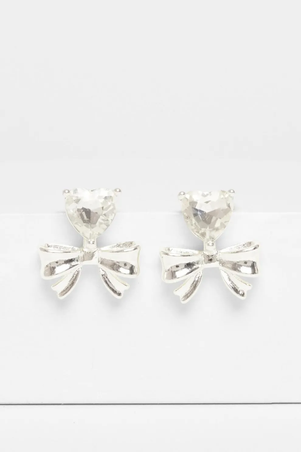 Silver Bow Stud Earrings