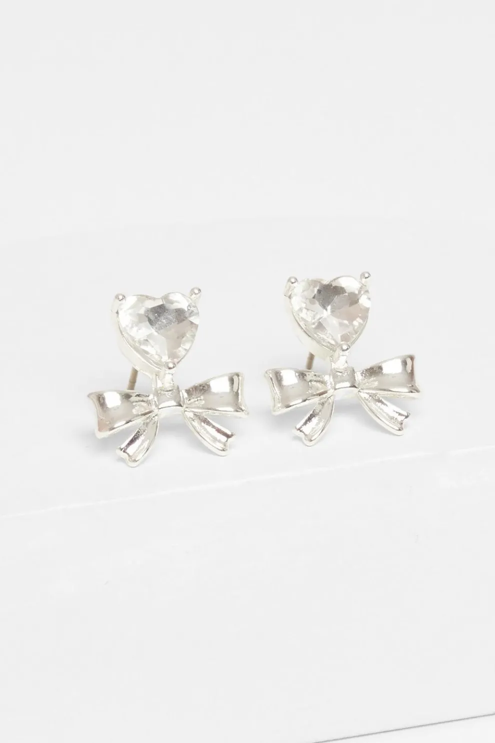 Silver Bow Stud Earrings