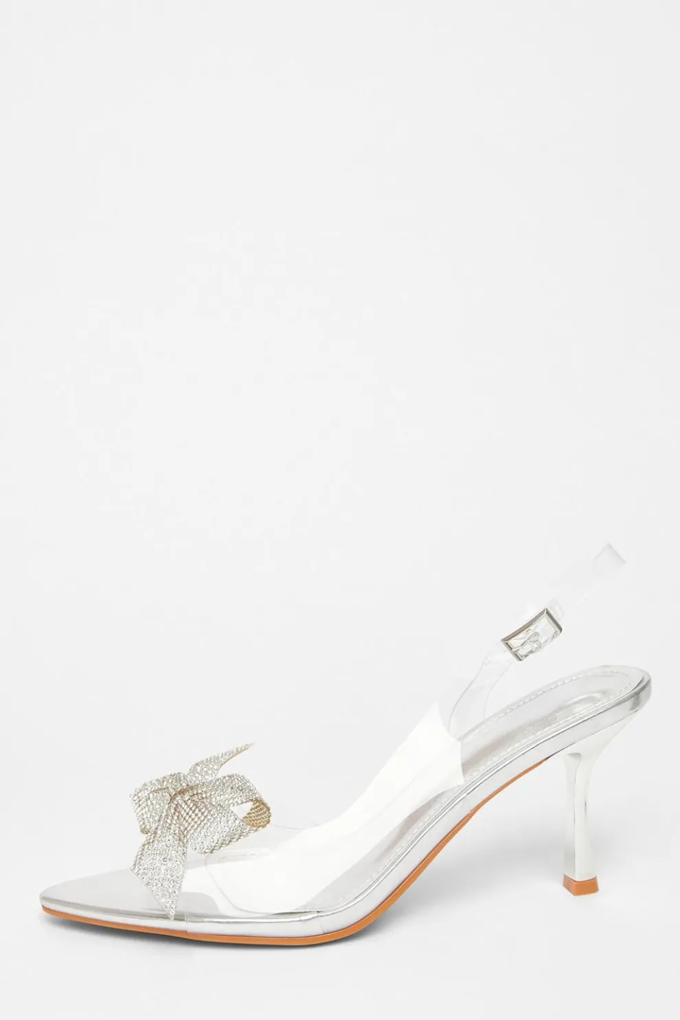 Silver Diamante Bow Heels