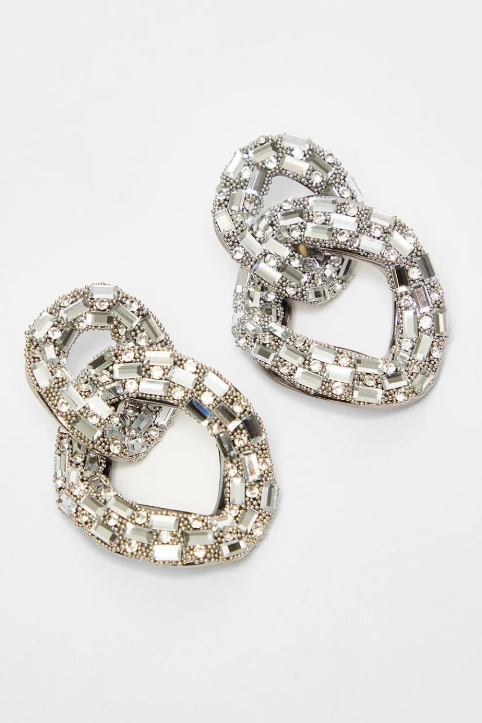 Silver Diamante Chain Drop Earrings