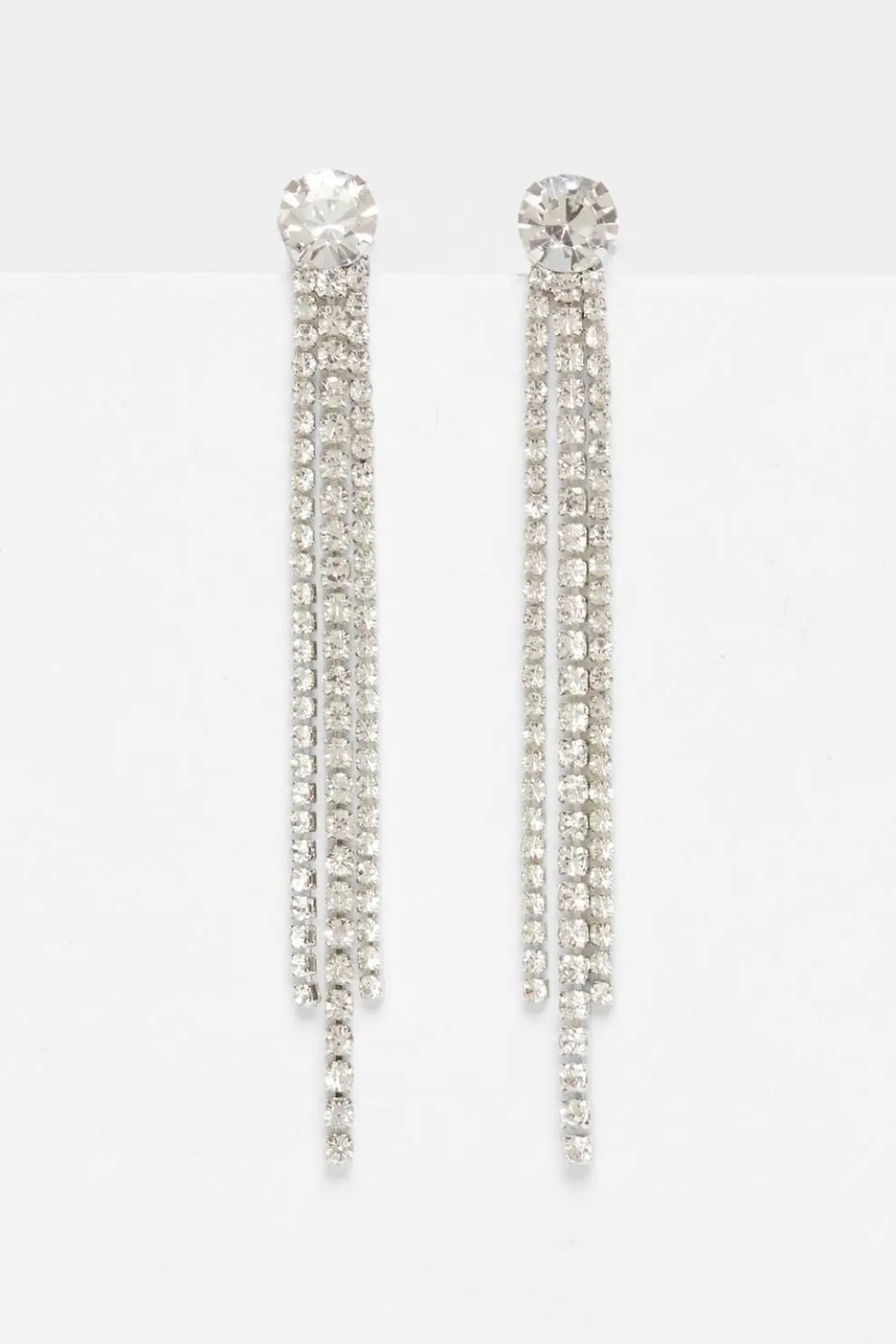 Silver Diamante Fringe Earrings