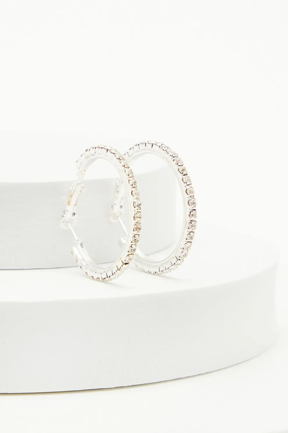 Silver Diamante Hoop Earrings