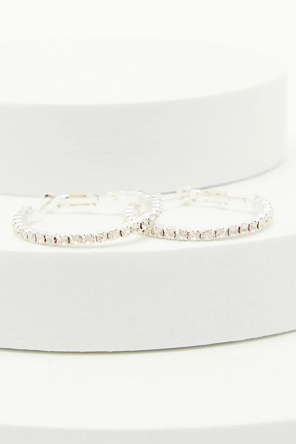 Silver Diamante Hoop Earrings