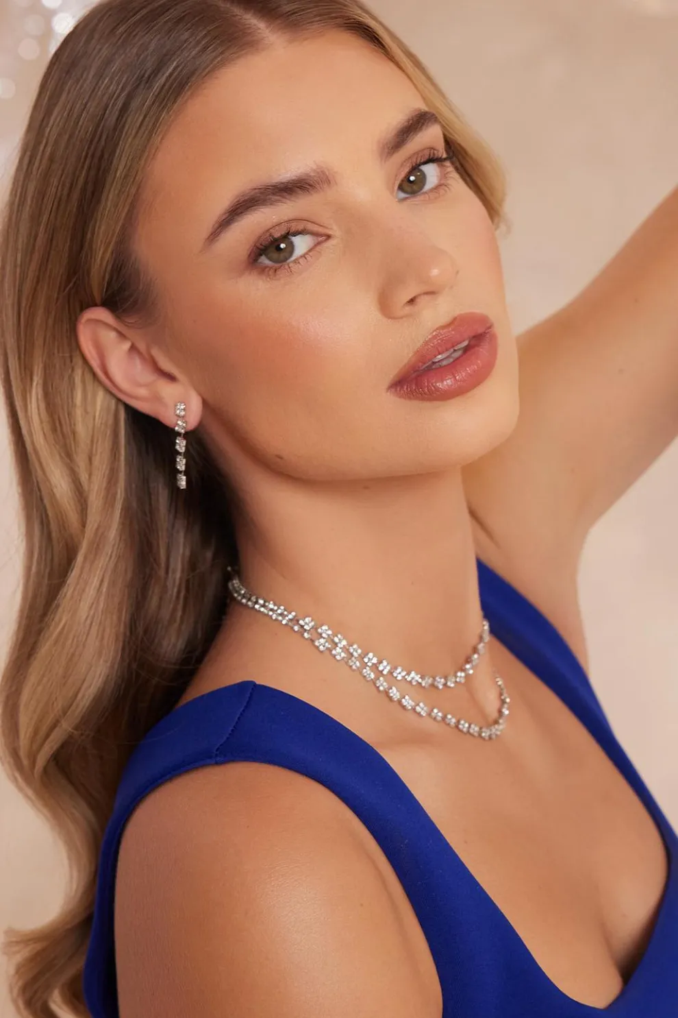 Silver Diamante Layered Necklace