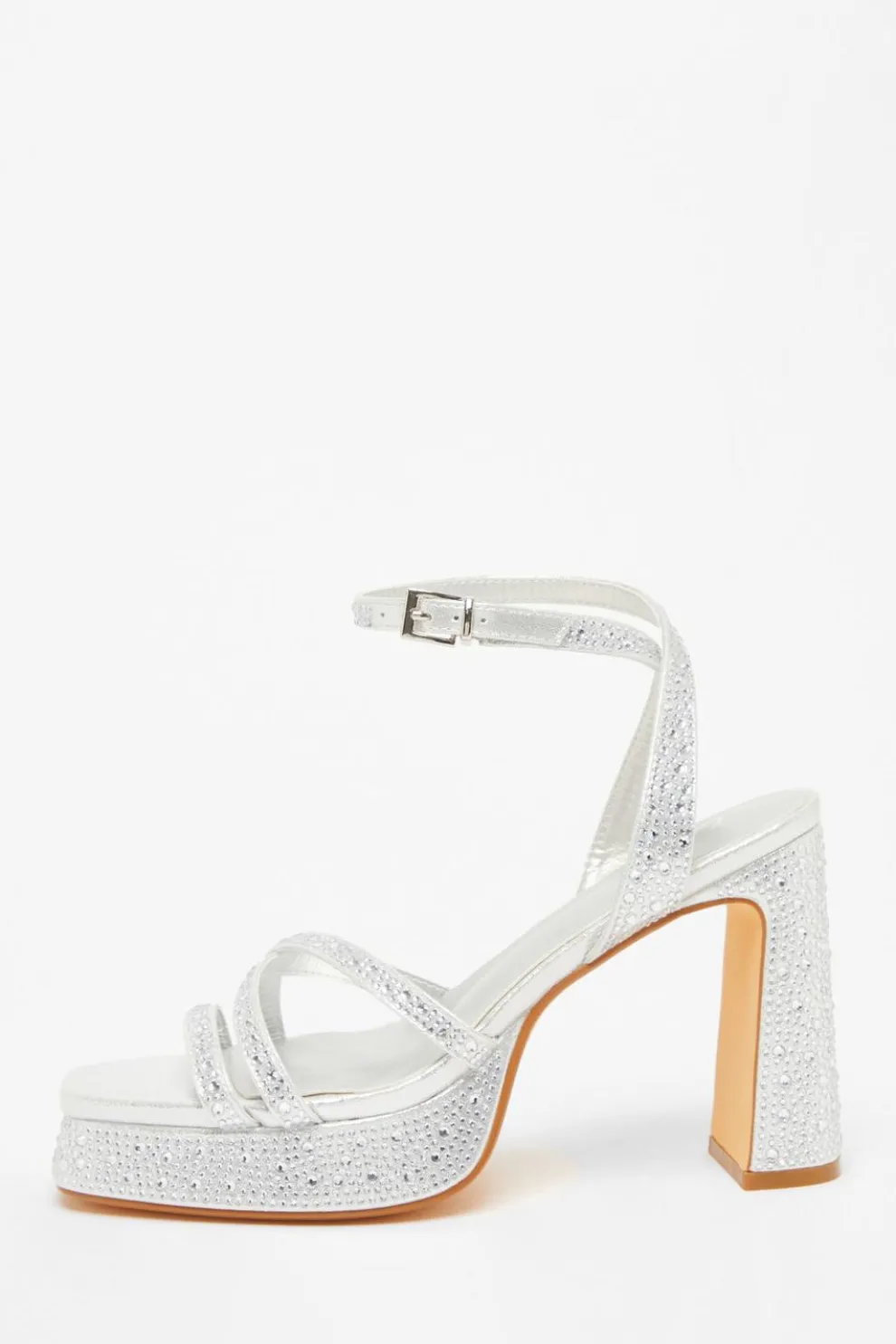 Silver Diamante Platform Heels