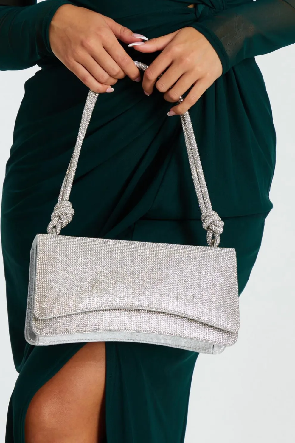Silver Diamante Shoulder Bag