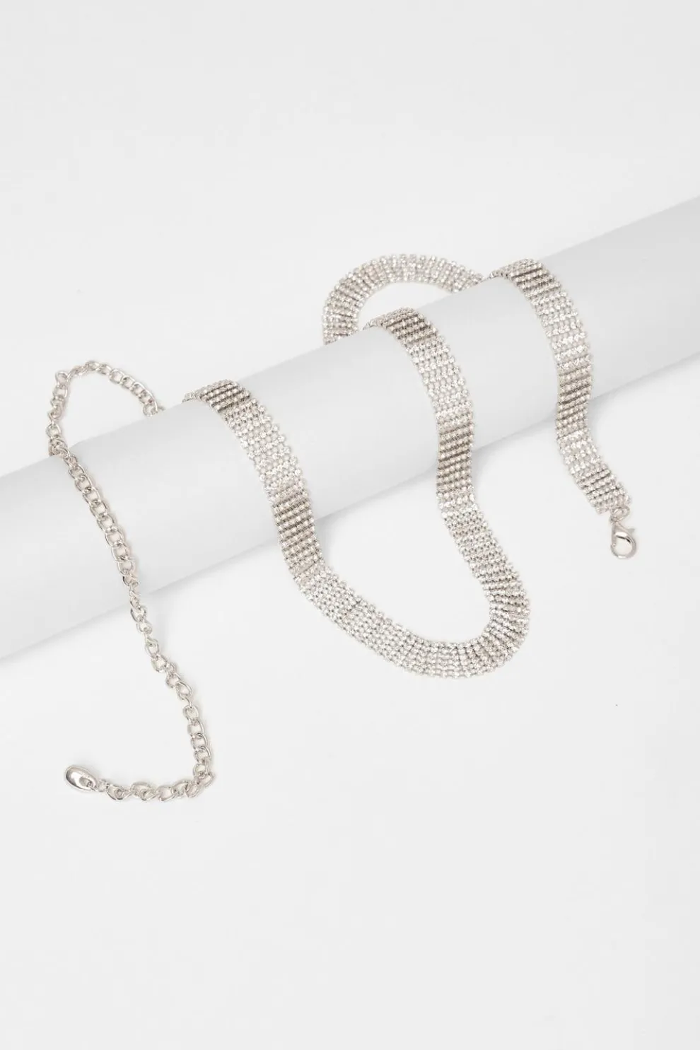 Silver Diamante Small Chain Belt