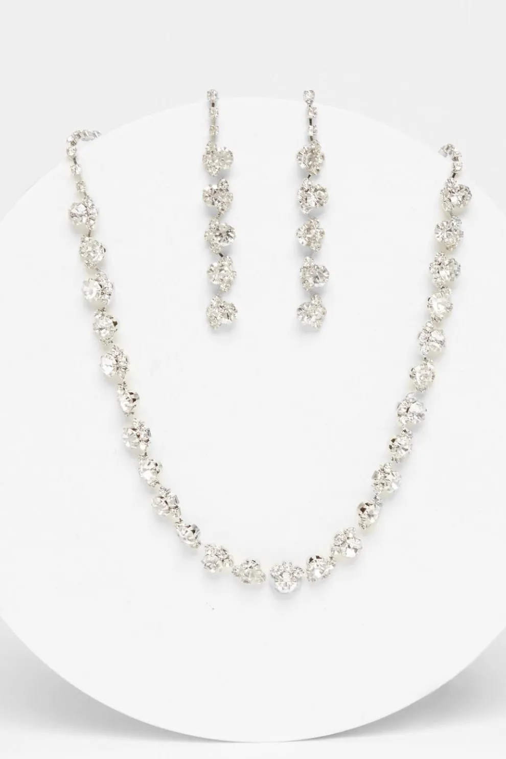 Silver Diamante Swirl Drop Jewellery Set