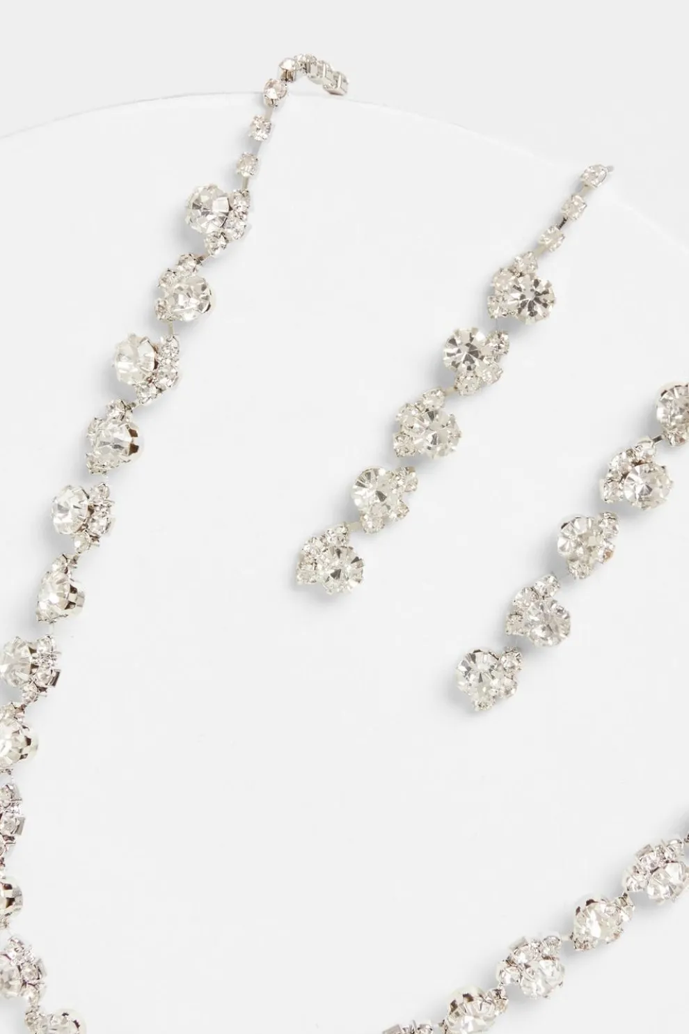 Silver Diamante Swirl Drop Jewellery Set