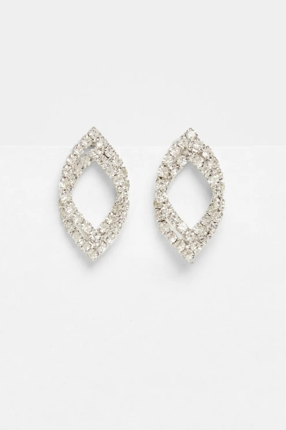 Silver Diamante Tear Drop Earrings
