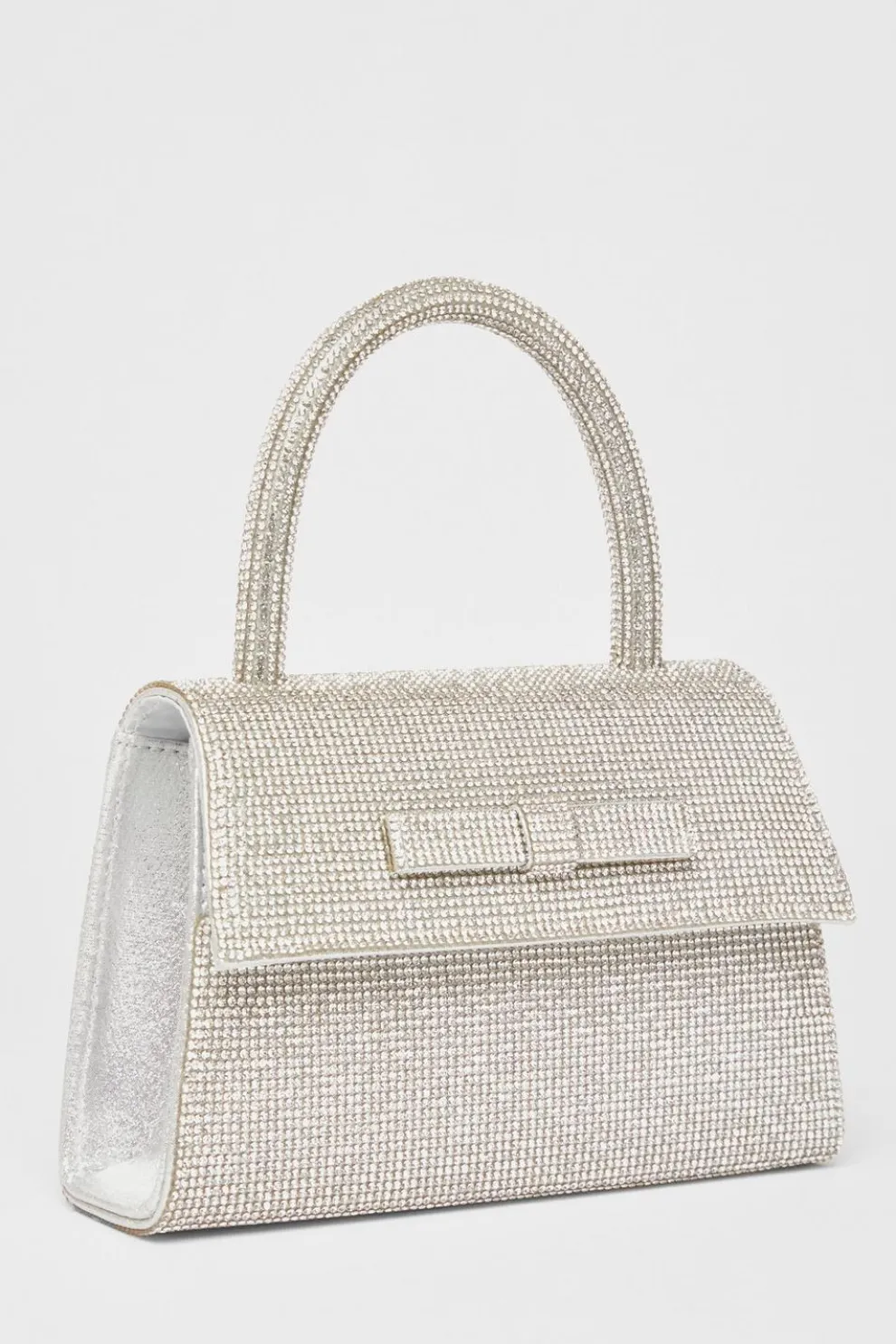 Silver Diamante Top Handle Bag