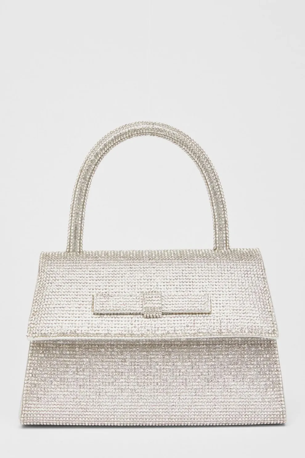 Silver Diamante Top Handle Bag