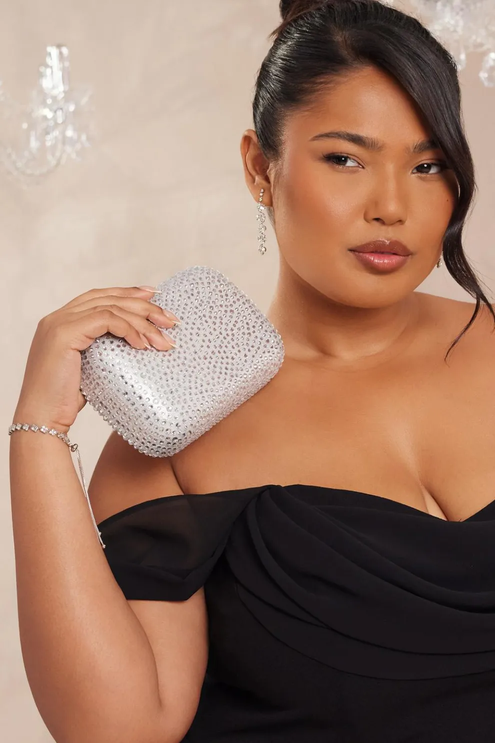 Silver Embellished Box Bag