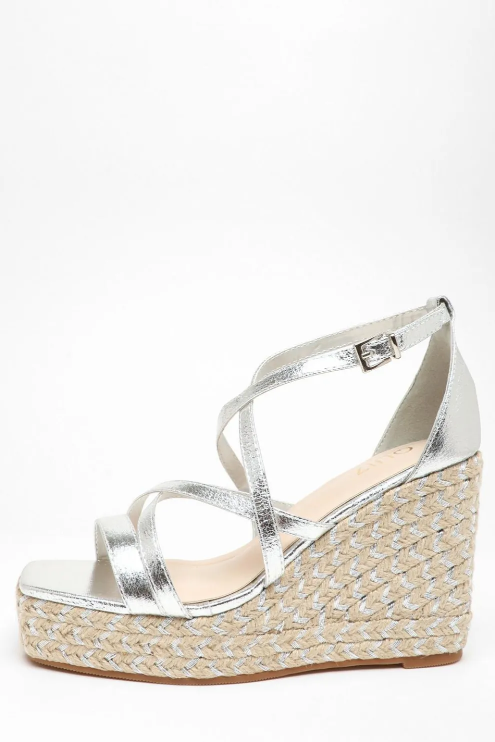 Silver Foil Strappy Wedges