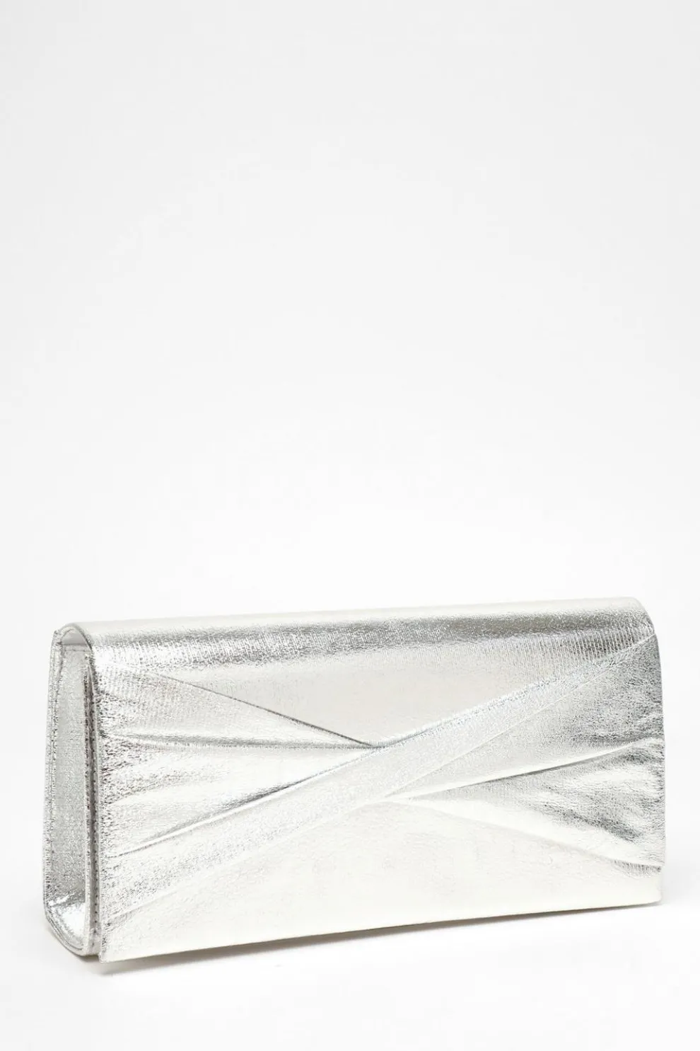 Silver Foil Twist Clutch Bag