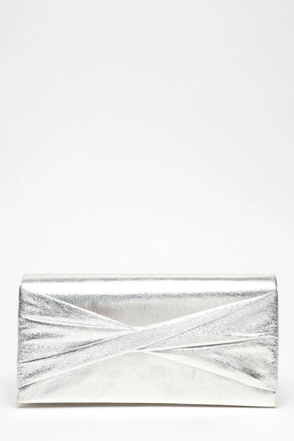 Silver Foil Twist Clutch Bag