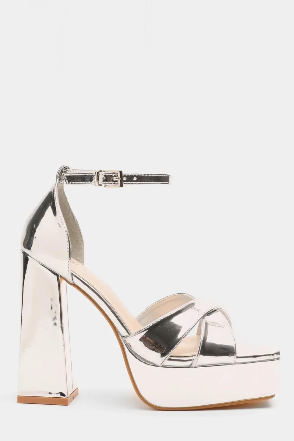 Silver Mirrored Platform Heels