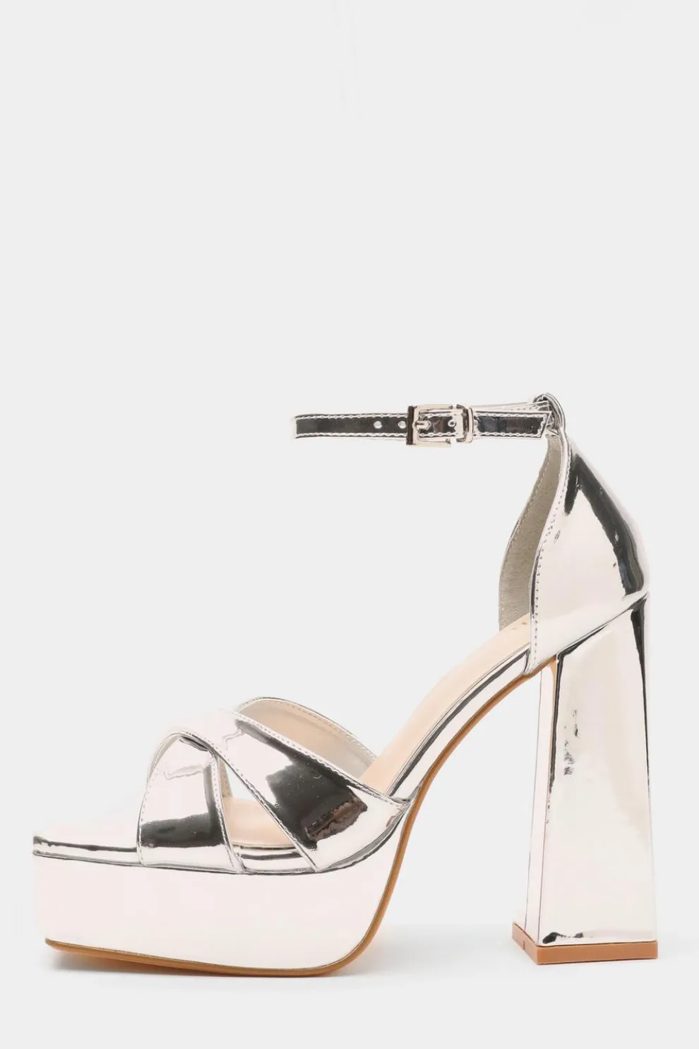 Silver Mirrored Platform Heels